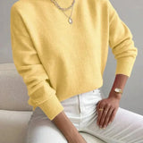 Pull femme en maille à col roulé, manches longues
