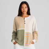 Pull femme maille gaufrée colour block col rond