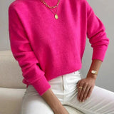 Pull femme en maille à col roulé, manches longues