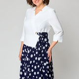 Robe Midi Contrastée Pois Élégance Féminine