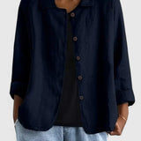 Veste Ample Boutonnée à Manches Trois-Quarts