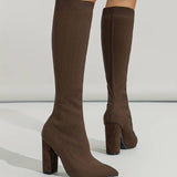 Bottes hautes chaussettes femme à talon bloc