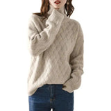 Pull Col Roulé Maille Tressée Douce Élégance Hiver