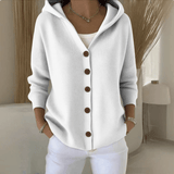 Cardigan en maille à capuche boutonné pour femme
