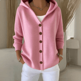 Cardigan en maille à capuche boutonné pour femme