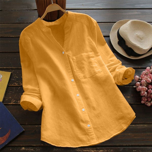 Chemisier Femme Coton Boutonné – Blouse Élégante et Légère