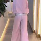Ensemble Fluide Élégant Strass Soirée Chic