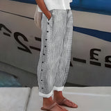 Pantalon rayé léger taille haute style bord de mer
