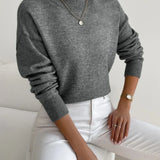 Pull femme en maille à col roulé, manches longues
