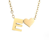 Collier Initiale avec Cœur, Acier Doré Ajustable