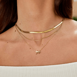 Collier Initiale avec Cœur, Acier Doré Ajustable