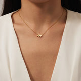 Collier Initiale avec Cœur, Acier Doré Ajustable