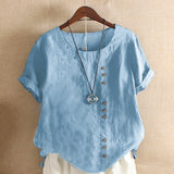 Blouse Lin Femme Boutonnée – Haut Été Léger et Élégant