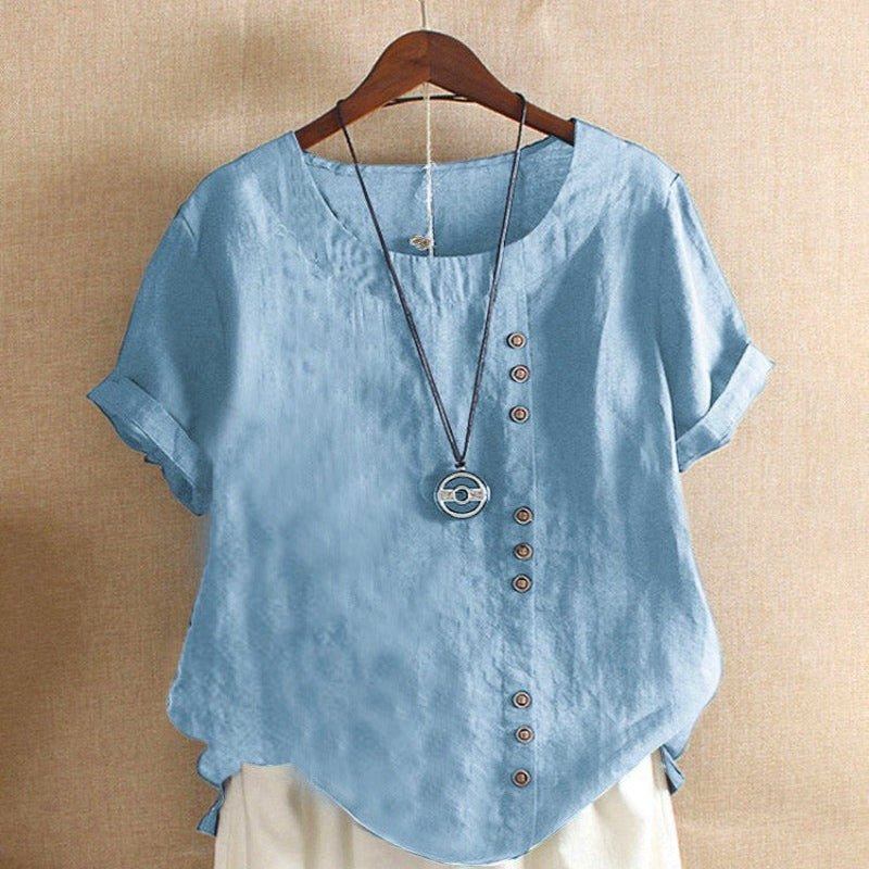 Blouse Lin Femme Boutonnée – Haut Été Léger et Élégant