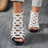 Sandales femme à talon compensé et zip latéral