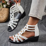 Sandales femme à talon compensé et zip latéral