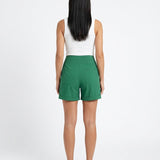 Short femme taille haute jambe droite à poches