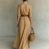 Robe Portefeuille Longue Élégante Camelle Femme
