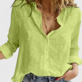 Chemise Ample à Col V et Manches Retroussées