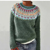 Pull femme en maille Fair Isle col bateau