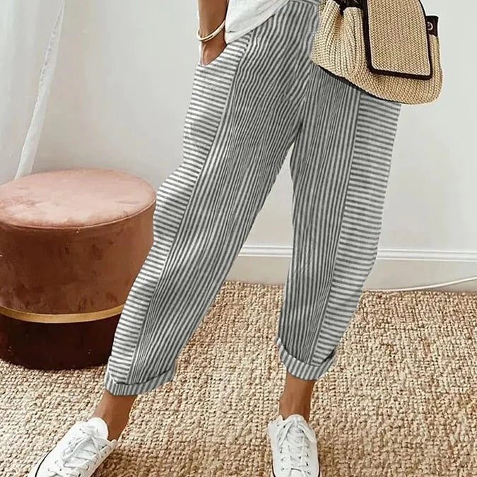 Leokadia | Pantalons d'été rayés pour les jours de détente