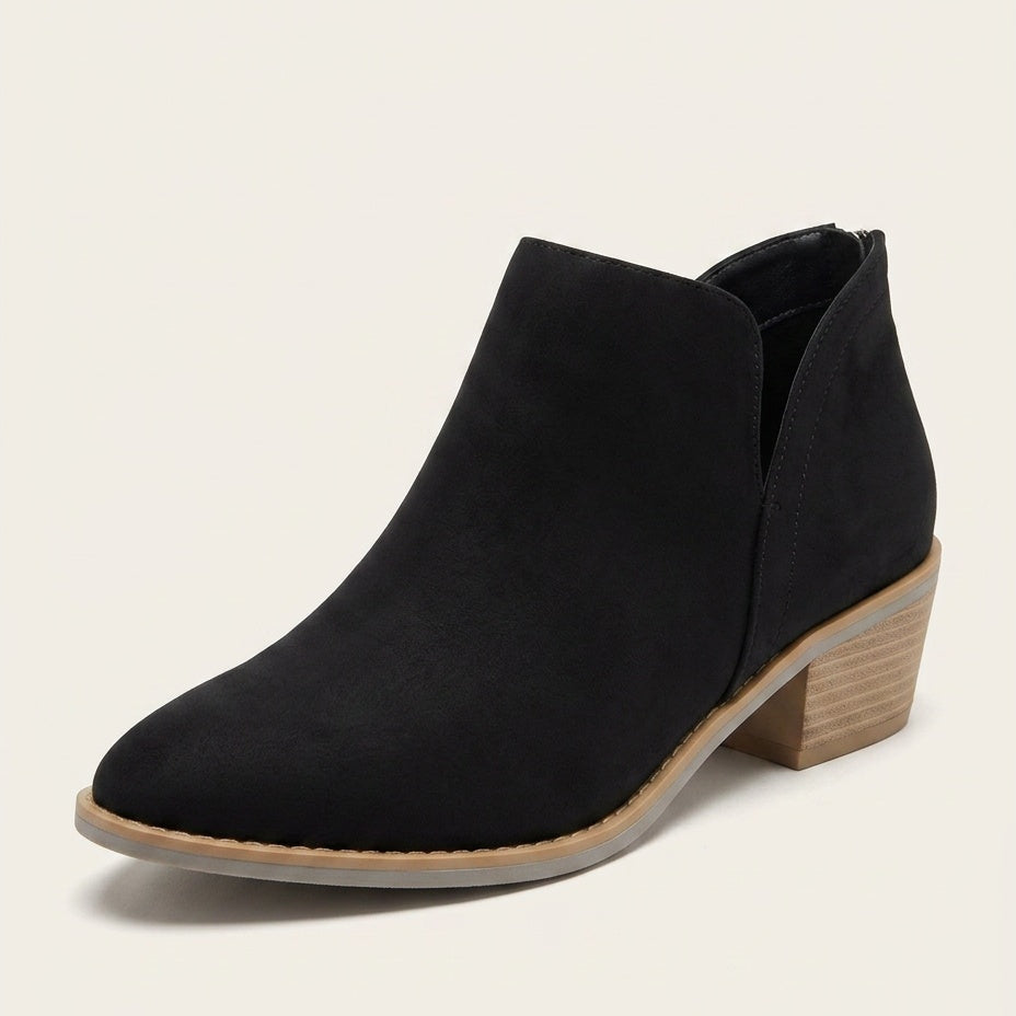 Bottines femme à bout pointu et petit talon bloc