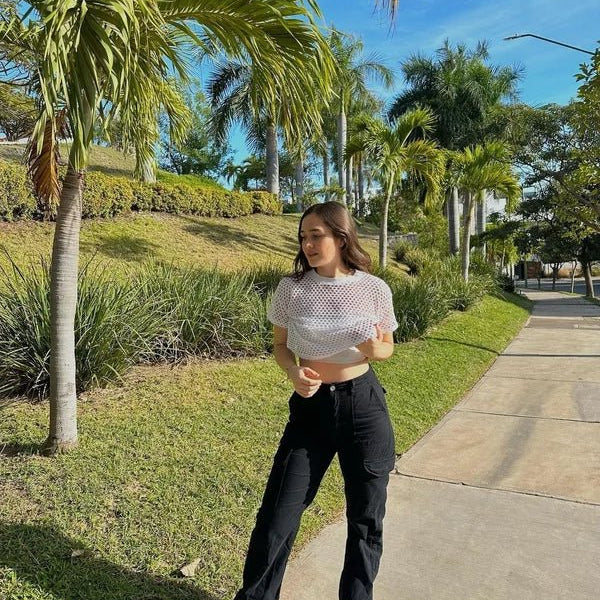 Pantalon cargo taille haute coupe large confortable