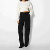 Pantalon cargo taille haute coupe large confortable