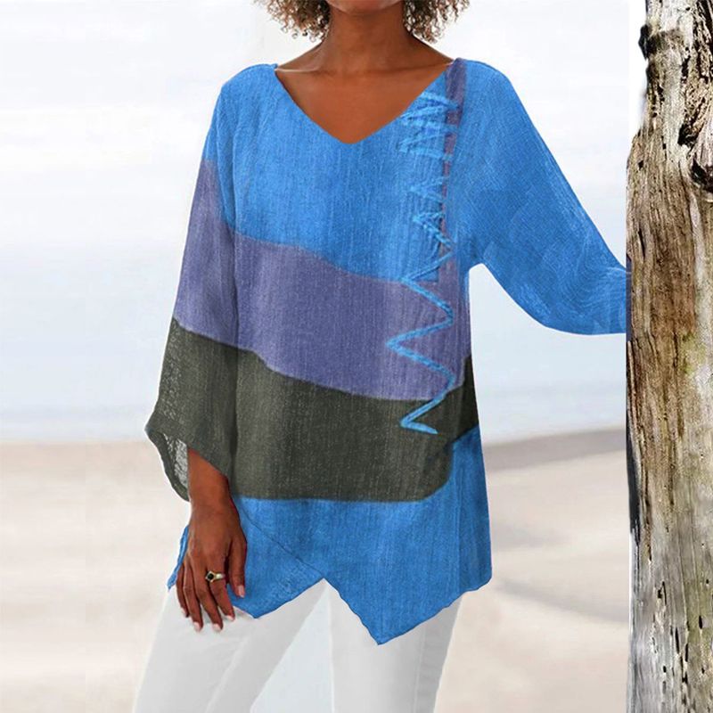 Tunique Femme Patchwork Ample – Haut Bohème Col V