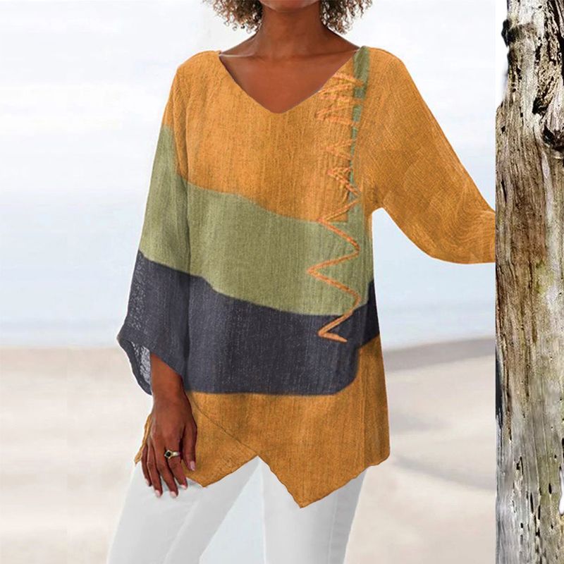 Tunique Femme Patchwork Ample – Haut Bohème Col V