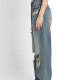 Jean Large Déchiré Taille Haute Style Urbain Tendance