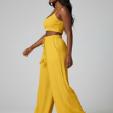 Pantalon Large Fluide Taille Haute Élégant Décontracté