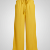 Pantalon Large Fluide Taille Haute Élégant Décontracté