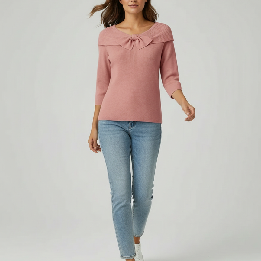 Tshirt Col Nœud Manches Longues Élégance Décontractée