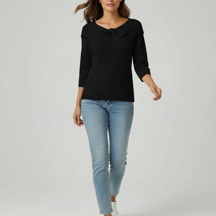 Tshirt Col Nœud Manches Longues Élégance Décontractée