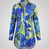 Ensemble Satin Imprimé Artistique Coupe Fluide Élégance Chic