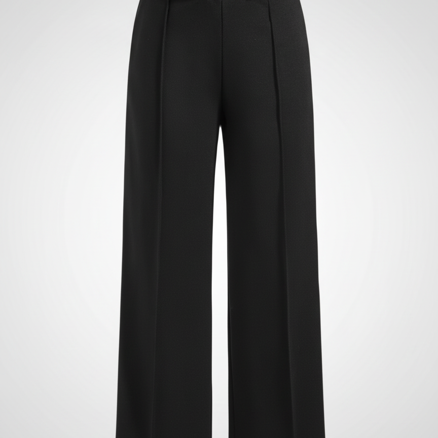 Pantalon Élégant Taille Haute Ceinture Chic Moderne