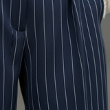 Pantalon Large Rayures Élégant Taille Haute Fluide