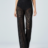 Pantalon Dentelle Élégant Taille Haute Style Chic