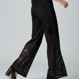 Pantalon Dentelle Élégant Taille Haute Style Chic