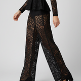 Pantalon Dentelle Élégant Taille Haute Style Chic