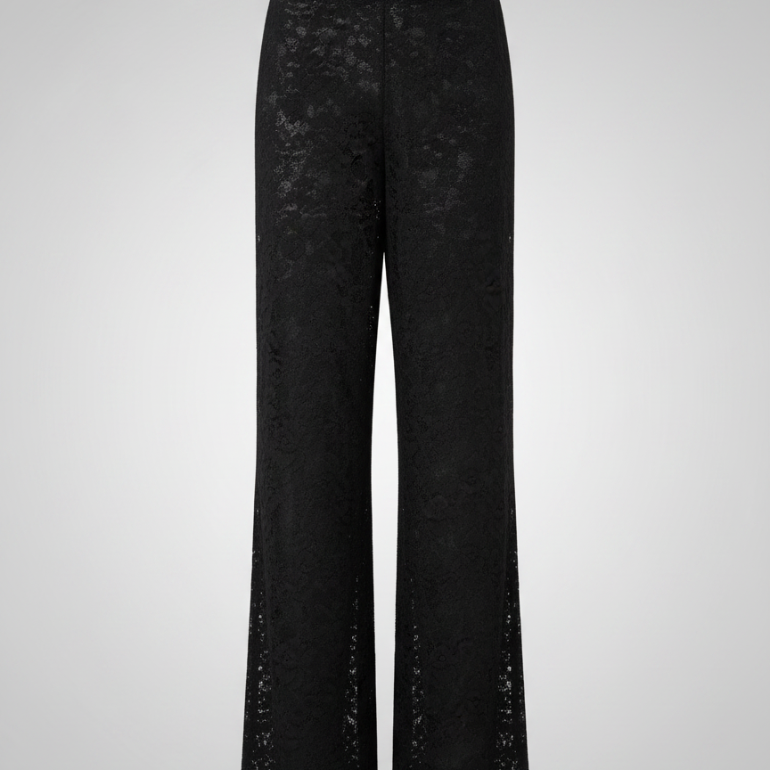 Pantalon Dentelle Élégant Taille Haute Style Chic