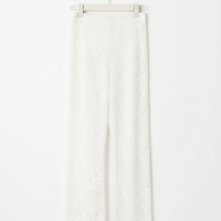 Pantalon Dentelle Élégant Taille Haute Style Chic