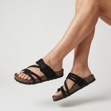Sandales femme tressées à boucle et entre-doigt