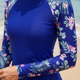 Ensemble de Bain Femme Manches Longues et Short Fleuri