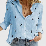 Chemise Ample à Col V et Manches Retroussées