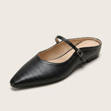 Mules plates à enfiler aspect cuir pour femme