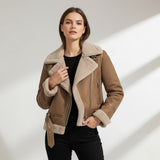 Naïs | Veste Femme en Daim et Laine d’Agneau – Chaleur et Élégance Hivernale