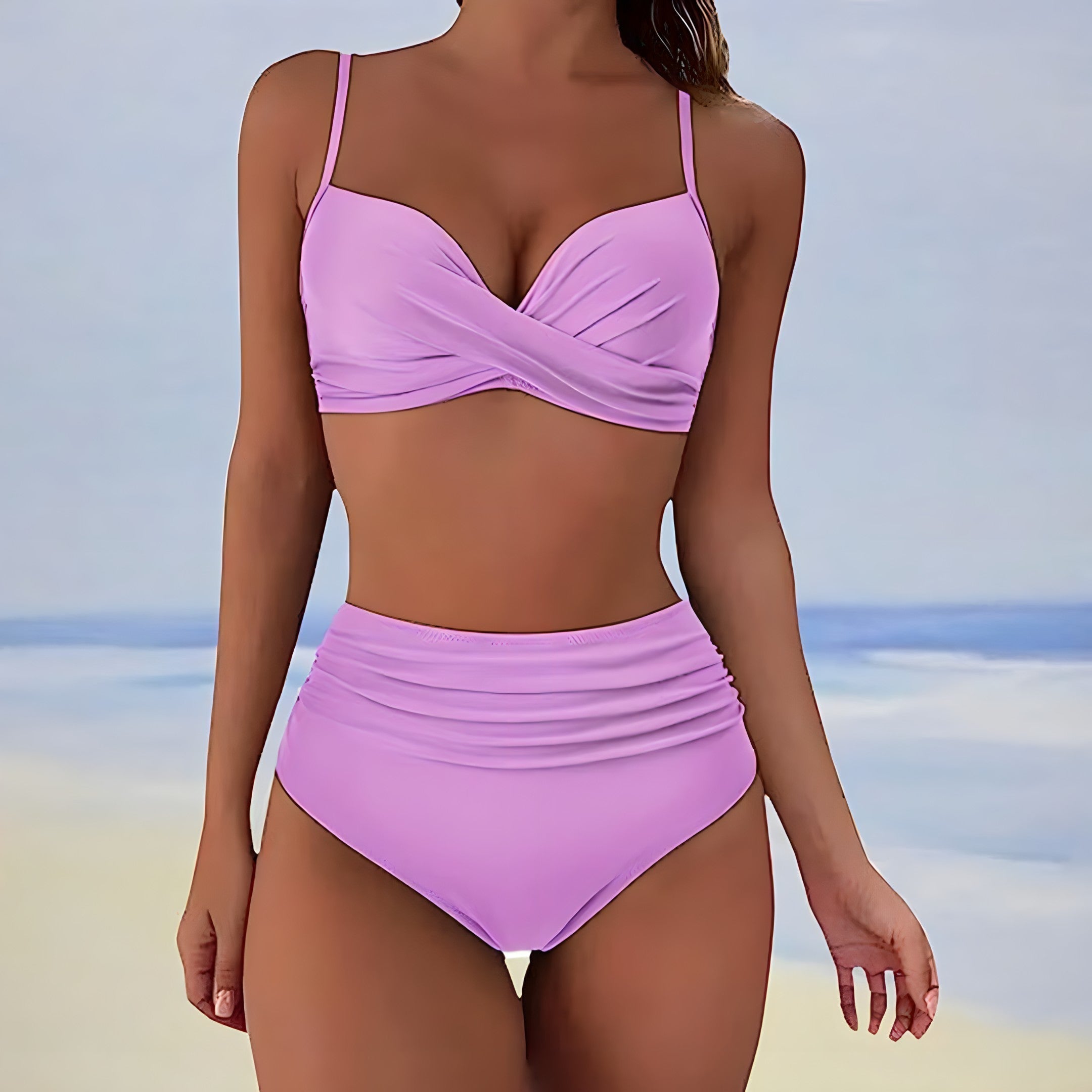 Maillot de Bain Femme Taille Haute Push Up Élégant