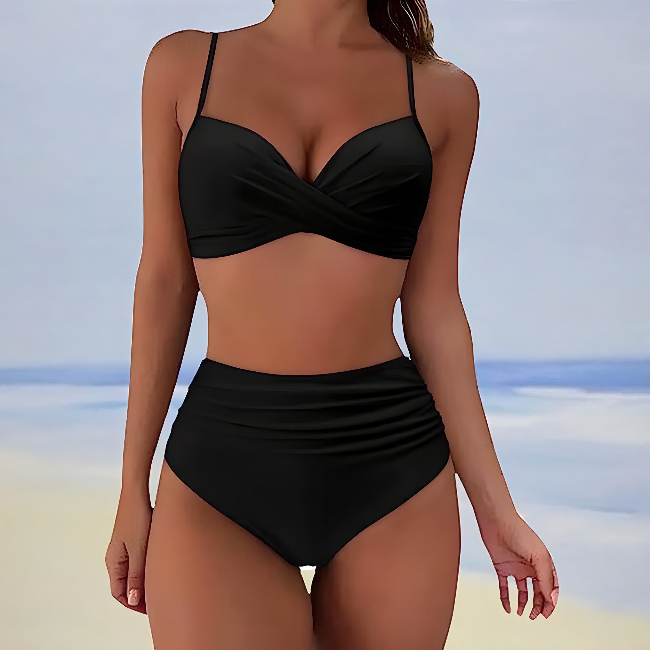 Maillot de Bain Femme Taille Haute Push Up Élégant